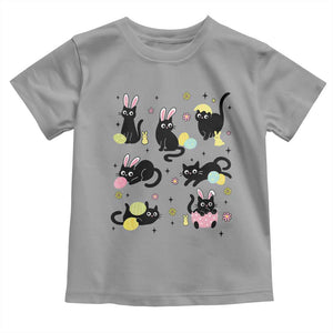 Funny Black Cat With Bunny Eggs Easter Day Toddler T Shirt TS11 Sport Gray Print Your Wear