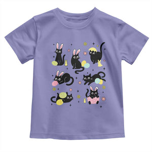 Funny Black Cat With Bunny Eggs Easter Day Toddler T Shirt TS11 Violet Print Your Wear