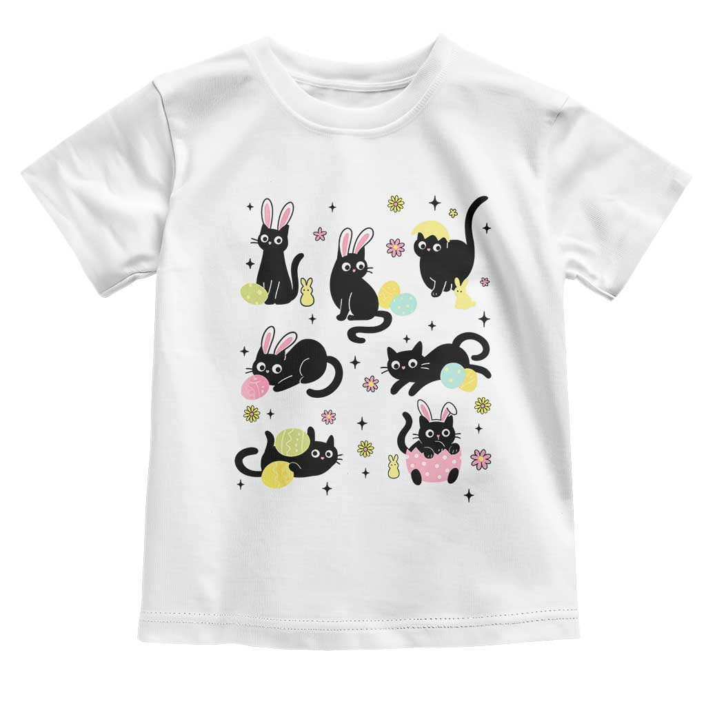 Funny Black Cat With Bunny Eggs Easter Day Toddler T Shirt TS11 White Print Your Wear