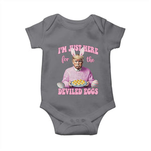 Funny Easter Day Trump Baby Onesie I'm Just Here For The Deviled Eggs Bunny Ears TS11 Charcoal Print Your Wear