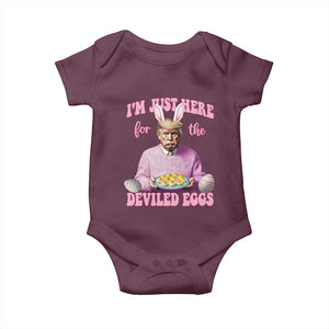 Funny Easter Day Trump Baby Onesie I'm Just Here For The Deviled Eggs Bunny Ears TS11 Maroon Print Your Wear