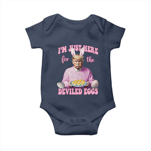 Funny Easter Day Trump Baby Onesie I'm Just Here For The Deviled Eggs Bunny Ears TS11 Navy Print Your Wear