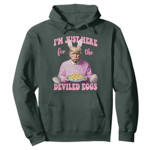 Funny Easter Day Trump Hoodie I'm Just Here For The Deviled Eggs Bunny Ears TS11 Dark Forest Green Print Your Wear