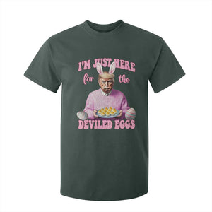 Funny Easter Day Trump T Shirt For Kid I'm Just Here For The Deviled Eggs Bunny Ears TS11 Dark Forest Green Print Your Wear