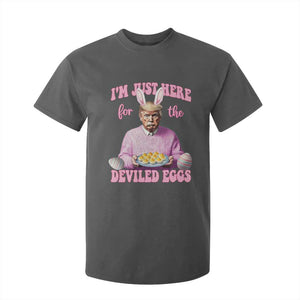 Funny Easter Day Trump T Shirt For Kid I'm Just Here For The Deviled Eggs Bunny Ears TS11 Dark Heather Print Your Wear