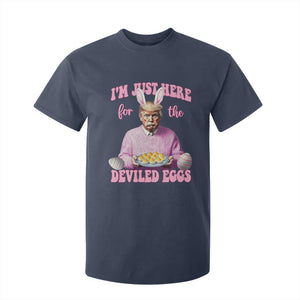 Funny Easter Day Trump T Shirt For Kid I'm Just Here For The Deviled Eggs Bunny Ears TS11 Navy Print Your Wear