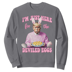 Funny Easter Day Trump Sweatshirt I'm Just Here For The Deviled Eggs Bunny Ears TS11 Charcoal Print Your Wear