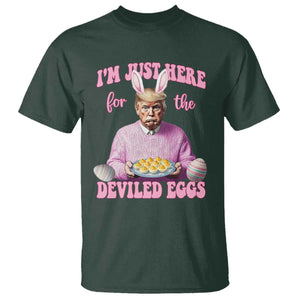 Funny Easter Day Trump T Shirt I'm Just Here For The Deviled Eggs Bunny Ears TS11 Dark Forest Green Print Your Wear
