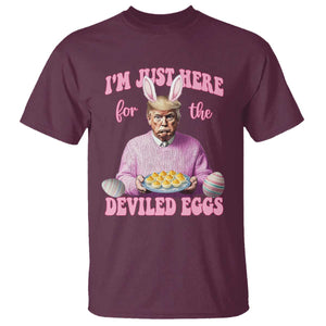 Funny Easter Day Trump T Shirt I'm Just Here For The Deviled Eggs Bunny Ears TS11 Maroon Print Your Wear