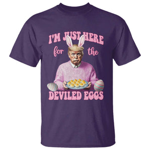Funny Easter Day Trump T Shirt I'm Just Here For The Deviled Eggs Bunny Ears TS11 Purple Print Your Wear