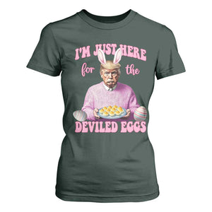 Funny Easter Day Trump T Shirt For Women I'm Just Here For The Deviled Eggs Bunny Ears TS11 Dark Forest Green Print Your Wear