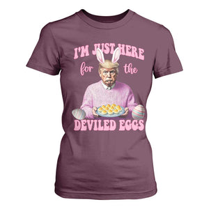 Funny Easter Day Trump T Shirt For Women I'm Just Here For The Deviled Eggs Bunny Ears TS11 Maroon Print Your Wear