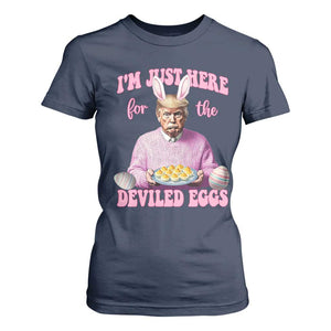 Funny Easter Day Trump T Shirt For Women I'm Just Here For The Deviled Eggs Bunny Ears TS11 Navy Print Your Wear