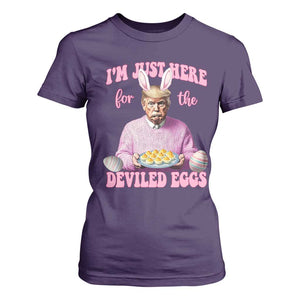 Funny Easter Day Trump T Shirt For Women I'm Just Here For The Deviled Eggs Bunny Ears TS11 Purple Print Your Wear
