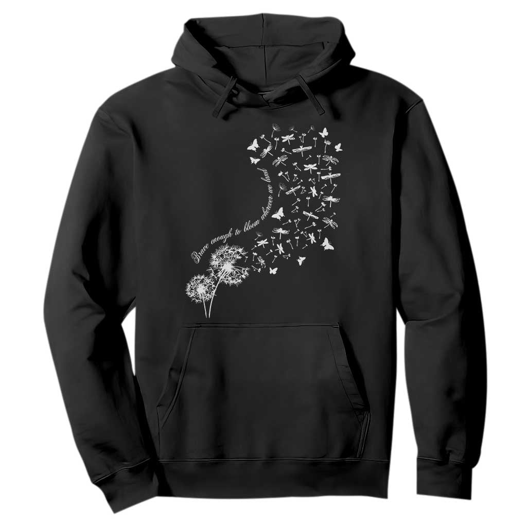 Military Child Month Hoodie Brave Enough To Bloom Wherever We Land Dandelion Flowers TS11 Black Print Your Wear