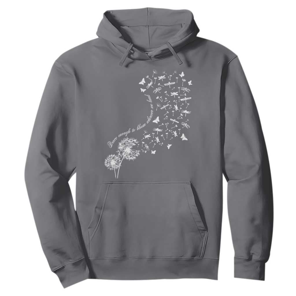 Military Child Month Hoodie Brave Enough To Bloom Wherever We Land Dandelion Flowers TS11 Charcoal Print Your Wear