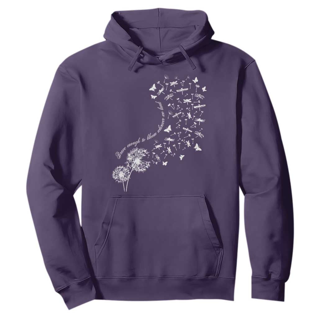 Military Child Month Hoodie Brave Enough To Bloom Wherever We Land Dandelion Flowers TS11 Purple Print Your Wear