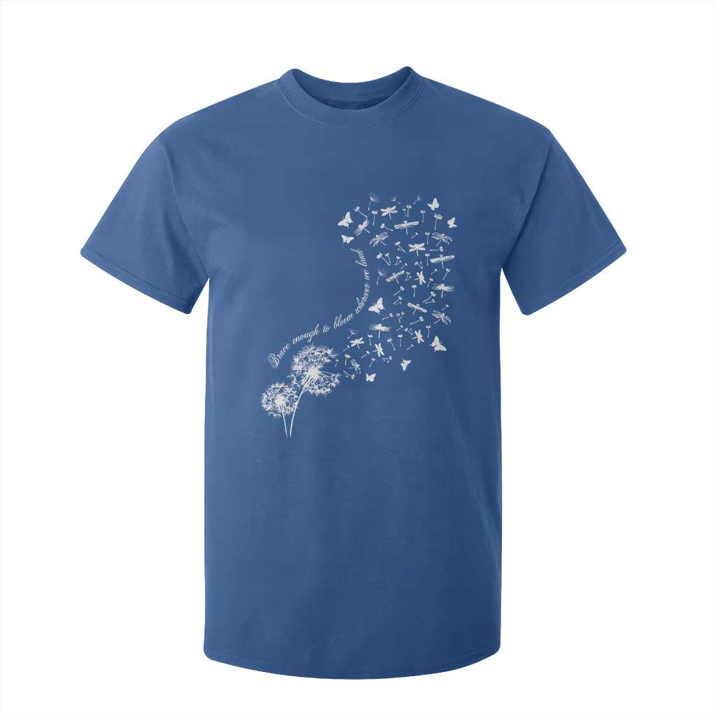 Military Child Month T Shirt For Kid Brave Enough To Bloom Wherever We Land Dandelion Flowers TS11 Royal Blue Print Your Wear