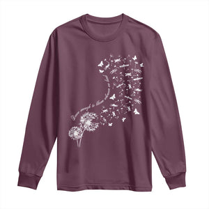 Military Child Month Long Sleeve Shirt Brave Enough To Bloom Wherever We Land Dandelion Flowers TS11 Maroon Print Your Wear