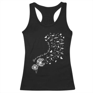 Military Child Month Racerback Tank Top Brave Enough To Bloom Wherever We Land Dandelion Flowers TS11 Black Print Your Wear