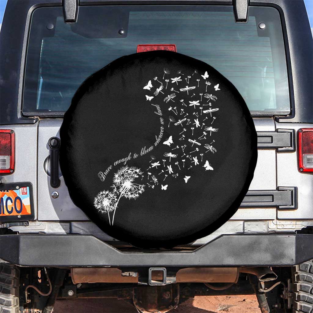 Military Child Month Spare Tire Cover Brave Enough To Bloom Wherever We Land Dandelion Flowers TS11 No hole Black Print Your Wear