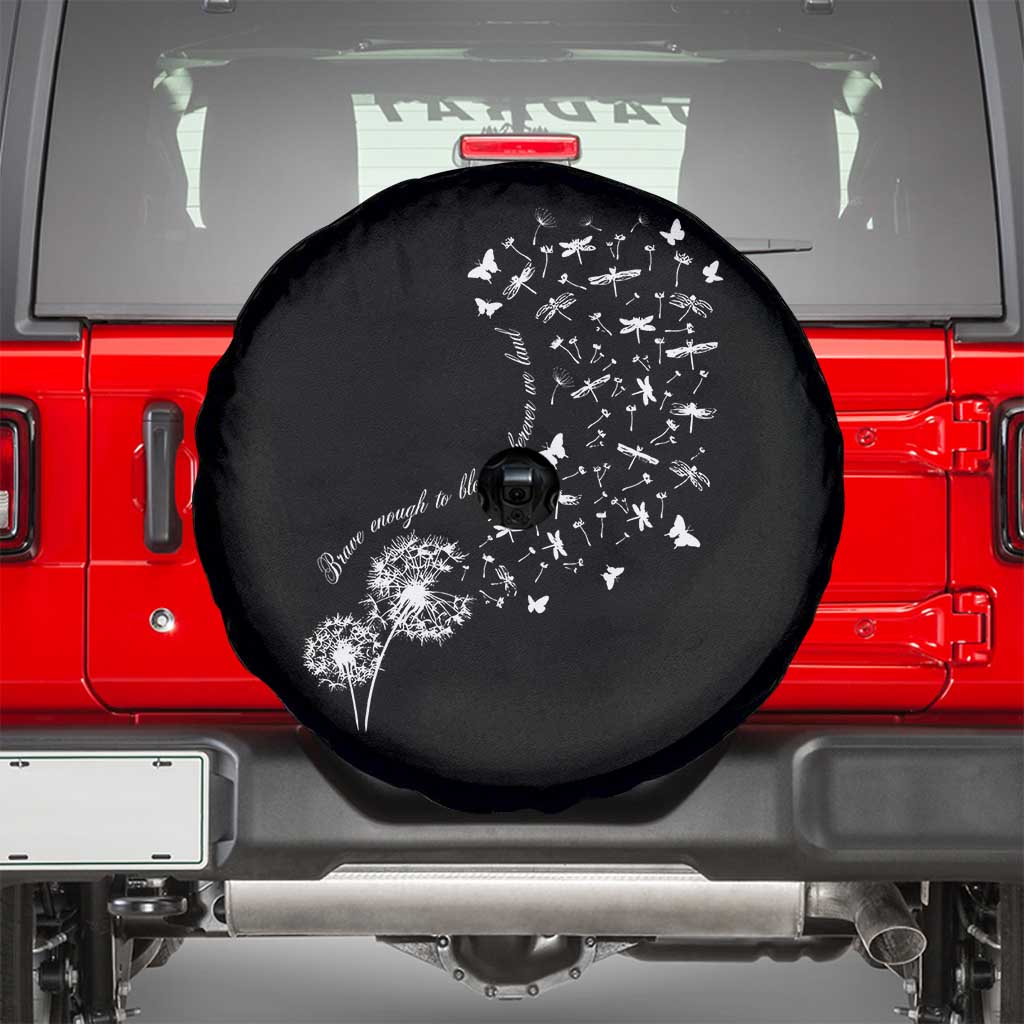 Military Child Month Spare Tire Cover Brave Enough To Bloom Wherever We Land Dandelion Flowers TS11 Black Print Your Wear