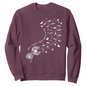 Military Child Month Sweatshirt Brave Enough To Bloom Wherever We Land Dandelion Flowers TS11 Maroon Print Your Wear
