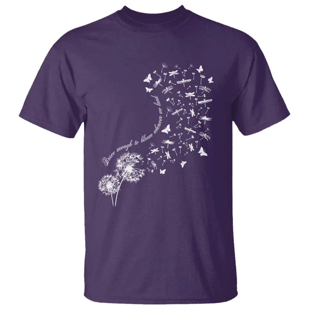 Military Child Month T Shirt Brave Enough To Bloom Wherever We Land Dandelion Flowers TS11 Purple Print Your Wear