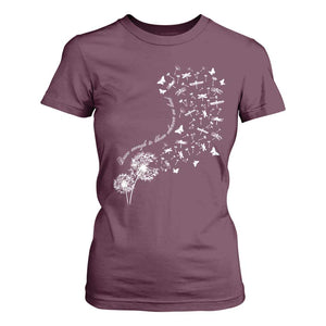 Military Child Month T Shirt For Women Brave Enough To Bloom Wherever We Land Dandelion Flowers TS11 Maroon Print Your Wear