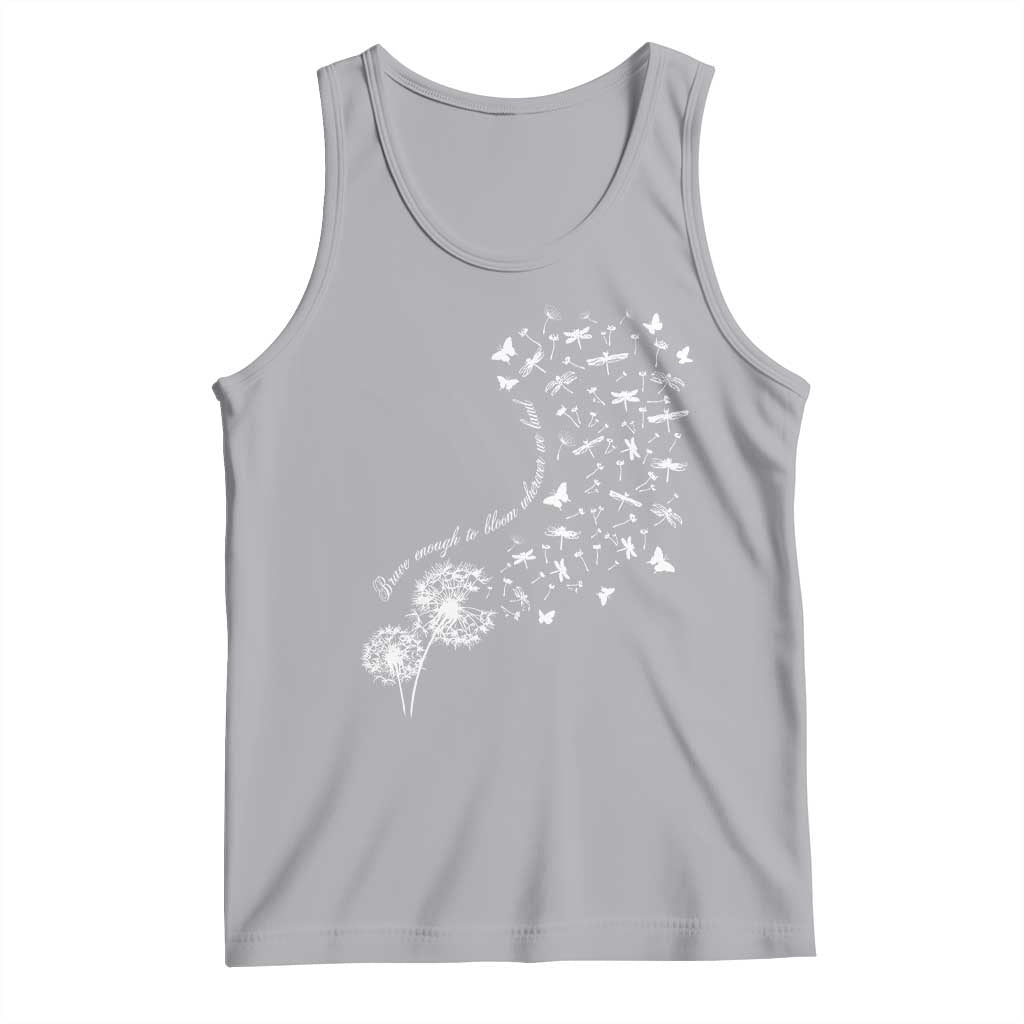Military Child Month Tank Top Brave Enough To Bloom Wherever We Land Dandelion Flowers TS11 Athletic Heather Print Your Wear