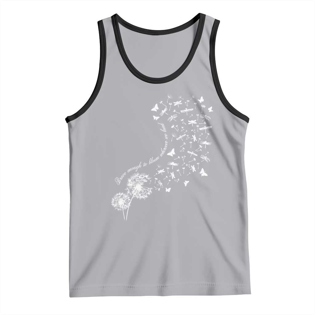 Military Child Month Tank Top Brave Enough To Bloom Wherever We Land Dandelion Flowers TS11 Athletic Heather Black Print Your Wear