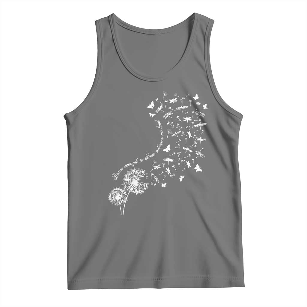 Military Child Month Tank Top Brave Enough To Bloom Wherever We Land Dandelion Flowers TS11 Black Heather Print Your Wear