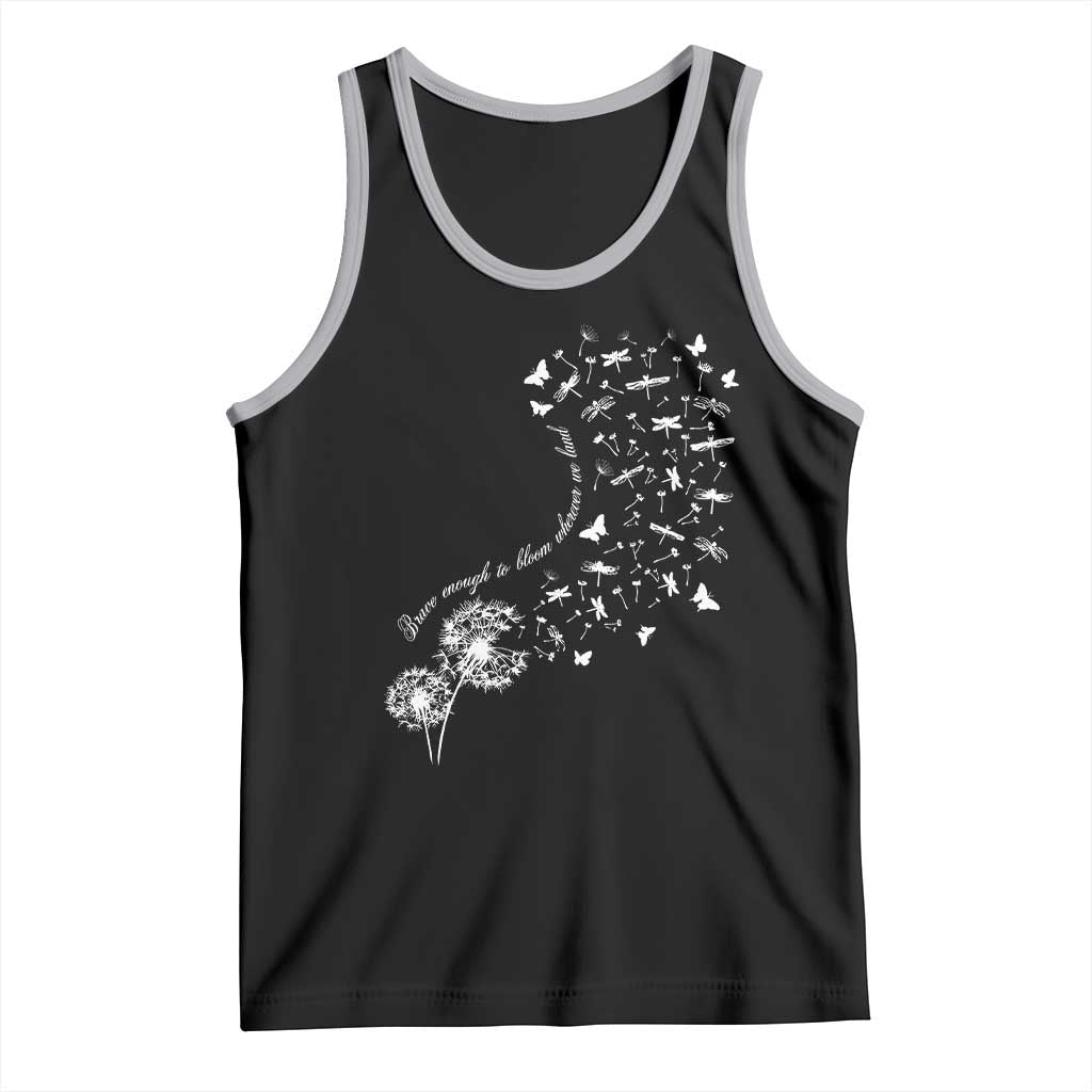 Military Child Month Tank Top Brave Enough To Bloom Wherever We Land Dandelion Flowers TS11 Black Athletic Heather Print Your Wear
