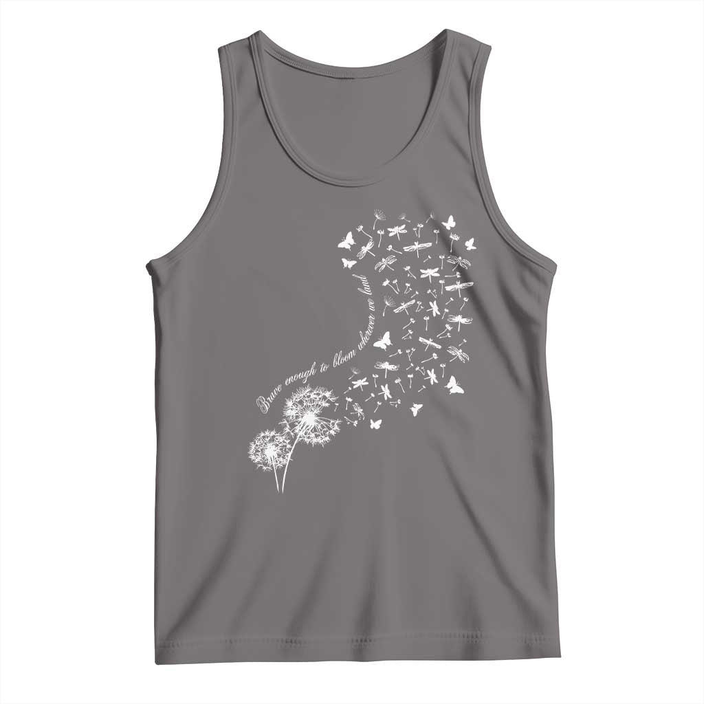 Military Child Month Tank Top Brave Enough To Bloom Wherever We Land Dandelion Flowers TS11 Deep Heather Print Your Wear