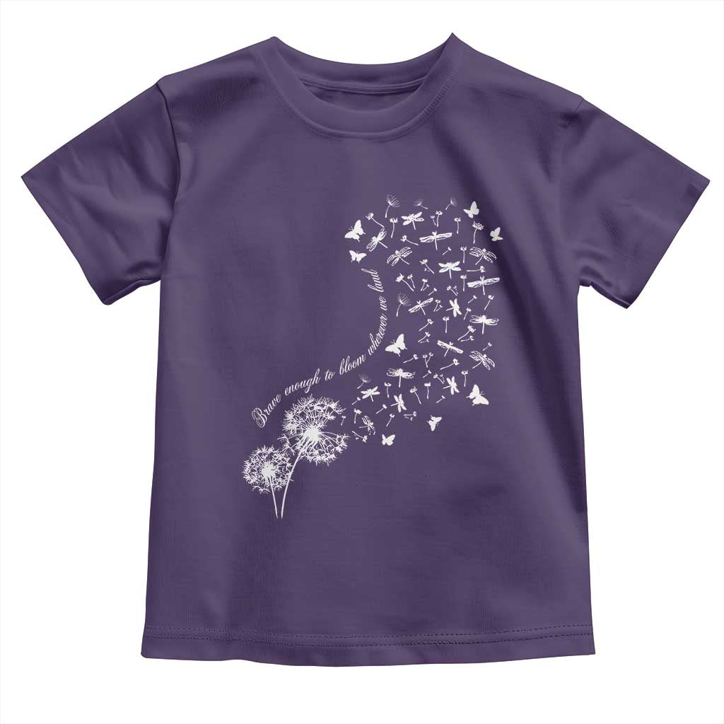 Military Child Month Toddler T Shirt Brave Enough To Bloom Wherever We Land Dandelion Flowers TS11 Purple Print Your Wear