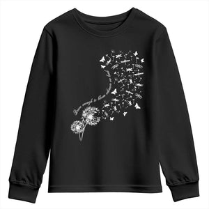 Military Child Month Youth Sweatshirt Brave Enough To Bloom Wherever We Land Dandelion Flowers TS11 Black Print Your Wear