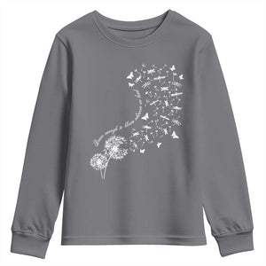 Military Child Month Youth Sweatshirt Brave Enough To Bloom Wherever We Land Dandelion Flowers TS11 Charcoal Print Your Wear