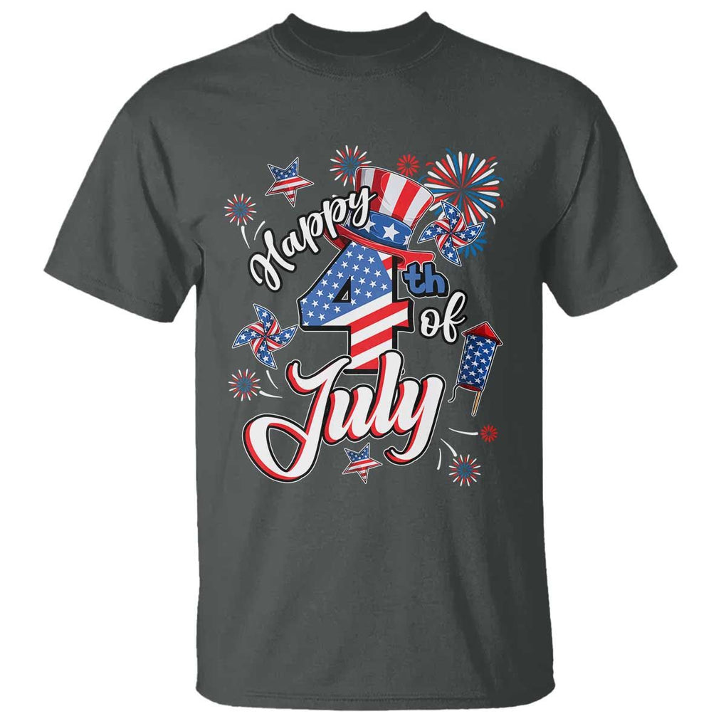 Funny Patriotic Independence Day T Shirt Happy 4th Of July American Firework TS11 Dark Heather Print Your Wear