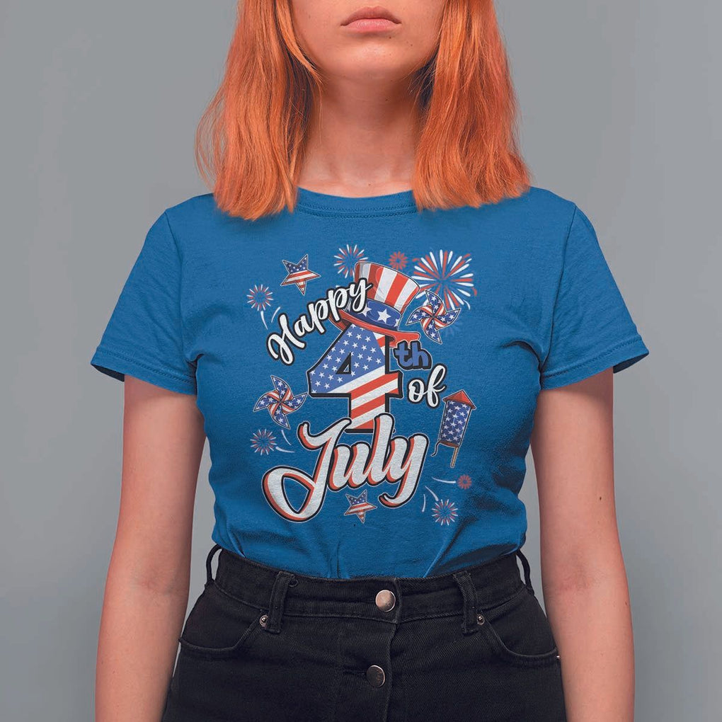 Funny Patriotic Independence Day T Shirt For Women Happy 4th Of July American Firework TS11 Royal Blue Print Your Wear