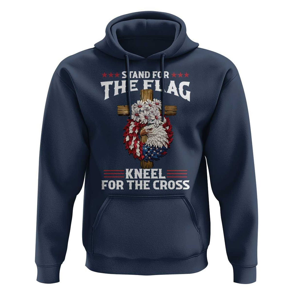 Christian Faith Hoodie 4th Of July Stand For The Flag Kneel For The Cross USA Flag TS11 Navy Print Your Wear