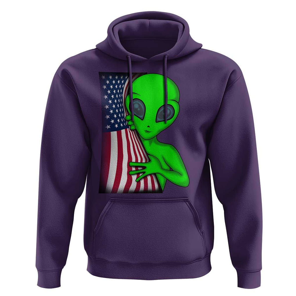 Funny 4th Of July Alien Hoodie USA American Flag UFO TS11 Purple Print Your Wear