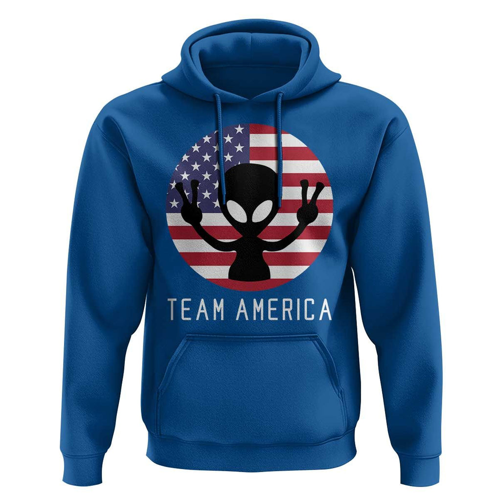 Funny 4th Of July Alien Hoodie Team America USA Flag UFO TS11 Royal Blue Print Your Wear