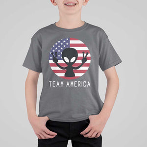 Funny 4th Of July Alien T Shirt For Kid Team America USA Flag UFO TS11 Charcoal Print Your Wear