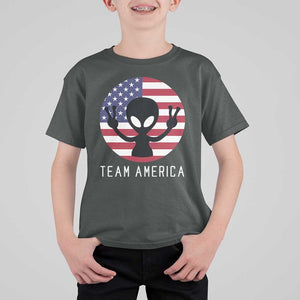 Funny 4th Of July Alien T Shirt For Kid Team America USA Flag UFO TS11 Dark Heather Print Your Wear