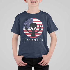 Funny 4th Of July Alien T Shirt For Kid Team America USA Flag UFO TS11 Navy Print Your Wear
