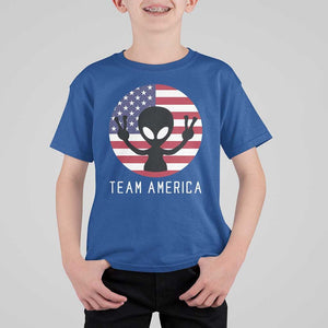 Funny 4th Of July Alien T Shirt For Kid Team America USA Flag UFO TS11 Royal Blue Print Your Wear