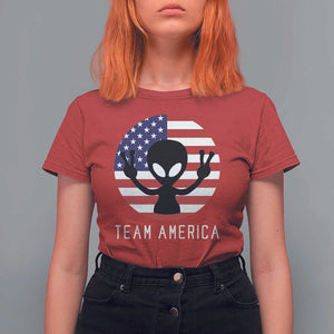 Funny 4th Of July Alien T Shirt For Women Team America USA Flag UFO TS11 Red Print Your Wear