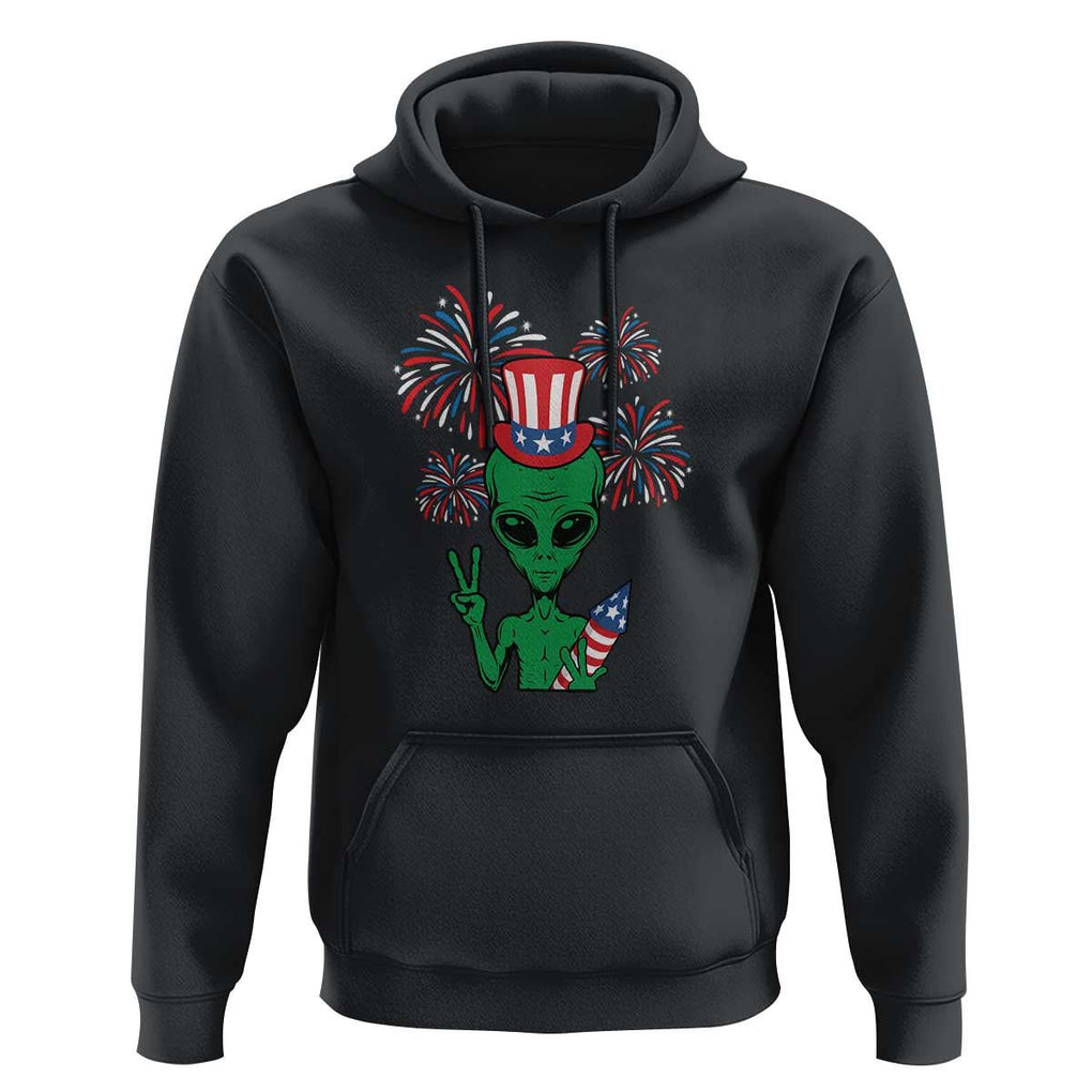 Funny Fourth Of July Alien Hoodie American USA Flag Fireworks TS11 Black Print Your Wear