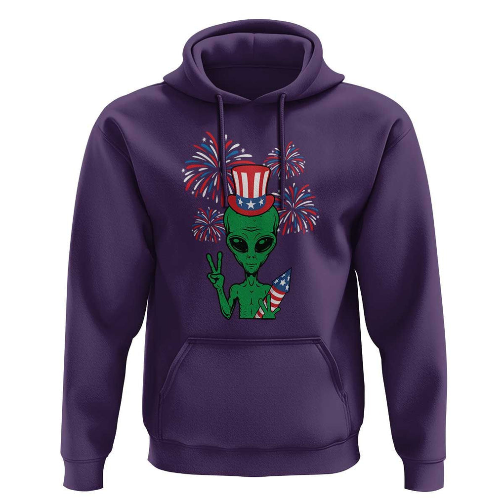 Funny Fourth Of July Alien Hoodie American USA Flag Fireworks TS11 Purple Print Your Wear