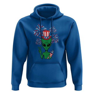 Funny Fourth Of July Alien Hoodie American USA Flag Fireworks TS11 Royal Blue Print Your Wear